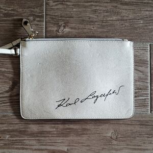 Karl Lagerfeld Signature White Wristlet